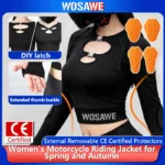 WOSAWE Women Summer Motorcycle Jacket Breathable Motocross Motobiker Racing Clothing Detachable Shoulder Elbow pads