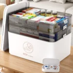 Medicine Storage Box,Portable 3 Layer Medicine Box First Aid Box With Lid & Handle, Multi-grid Medication Storage Box - Image 5