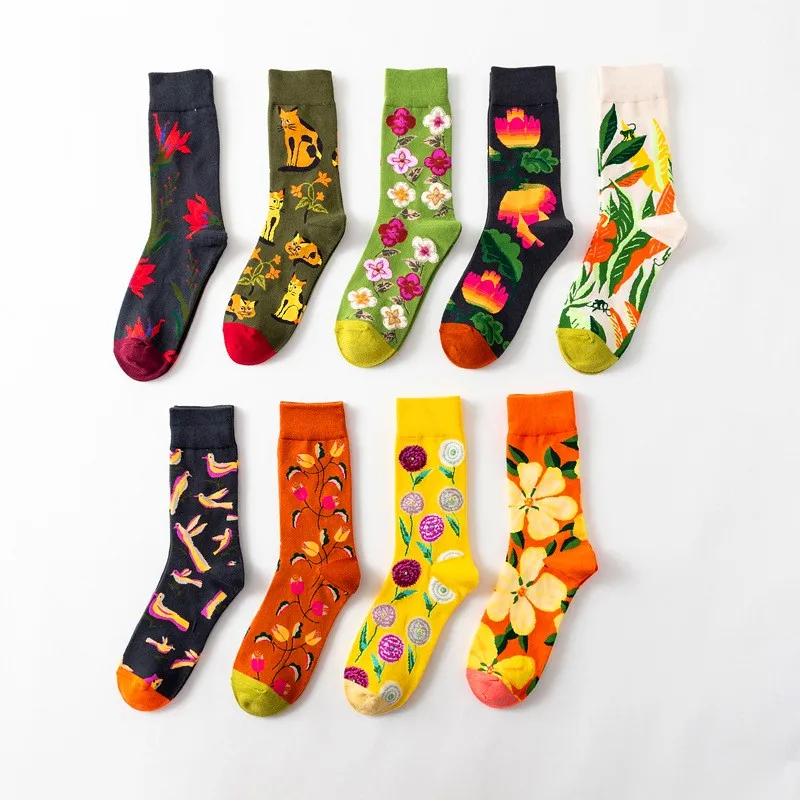 kf-Sf68d71d4956d4f90831aaa60b7f40a9ez 1 Pair Women Socks Cartoon Dog Octopus Flower Plant Kawaii Funny Casual Female Cotton Sock Hosiery Streetwear Harajuku Crew Sock - Image 1