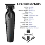 Kemei 2299 Hair Clipper Kemei Professional Electric Barber Hair Trimmer Rechargeable Cordless Trimmer Type-c Zero Gapped Cutting - Image 2