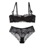 MOYISU Rabbit Ear AB Cup Pure Desire Girl Bra Set | Pull-up Bra with Bow | Breathable French lace Bra | Anti-slip Cup Date Night