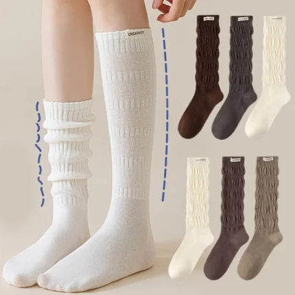 New Pile Socks Autumn Winter Loose Long Socks Hosiery Mid-tube Socks Solid Color Fashion Cute Japanese Korean Style Stockings