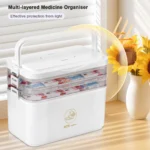 Medicine Storage Box,Portable 3 Layer Medicine Box First Aid Box With Lid & Handle, Multi-grid Medication Storage Box - Image 4