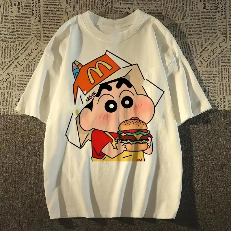 kf-Sfde2e592ca2f44b880a09adb836520f9g 2025 Summer Fashion Crayon Shin Printed Casual Women's T-Shirt Short Sleeve Street Y2k Harajuku Loose T-Shirt Ladies Kawaii Top - Image 1