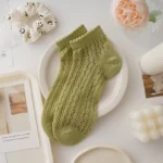 Women's Summer Thin Pure Cotton Socks, Deodorant, Sweat-Absorbent & Breathable Low Cut Boat Socks, Non-Slip Ladies Short Lace So - Image 3