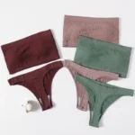 Women Seamless Bra And Panties Set Strapless Tube Bra Female High Leg Cut Underwear Sexy Lingerie Solid Bandeau Bra Top Suit - Image 4