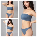 Women Seamless Bra And Panties Set Strapless Tube Bra Female High Leg Cut Underwear Sexy Lingerie Solid Bandeau Bra Top Suit - Image 3