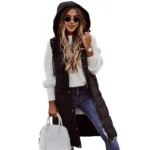 Long with Hood Outdoor Vest Down Women's Jacket Quilted Coat Sleeveless Jacket Winter Light Weight Sweaters - Image 6