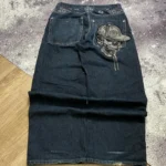 American New Skull Embroidery Casual Baggy Jeans Women Y2K Street Harajuku Vintage Gothic High Waist Joker Wide Leg Pant Trouser - Image 2