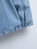 Men's Fleece-Lined Denim Jacket, Imitation Lamb Wool Collar Thickened Warm Coat, Retro Casual Washed Denim Top - Image 5