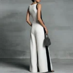 Spring Summer Sleeveless Straps Vacation Jumpsuit Woman Sexy Deep V Neck Hollow Rompers New Elegant Striped Print Beach Overalls - Image 6