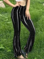 Women Pants Retro Print Flared Leggings Sexy Slim Fit Casual Pants Street Style 2025 Spring Summer Fashion Long Trousers - Image 6