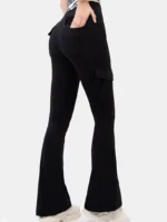 New Women Casual Bootleg Yoga Pants Plus Size Workout Flare Leggings High Waist dungarees Pants with Pockets Sports Wear - Image 4