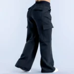 Women Fashion Low Waist Belted Straight Leg Wide Leg Trousers Solid Color Casual Joggers Multiple Pockets American Work Pants - Image 2