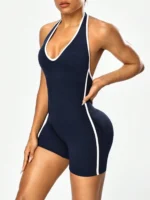 Cross-body yoga jumpsuit with color-blocking design, backless workout jumpsuit for women, outerwear for cross-border fitness and - Image 4