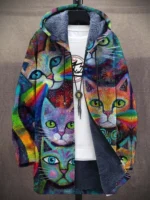 Men Jackets Coats Cute Cats Kitty Printed Zipper Cardigans Cozy Art Graphics Plush Thick Winter Warm Casual Streetwear Clothing - Image 4
