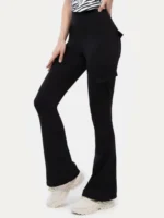 New Women Casual Bootleg Yoga Pants Plus Size Workout Flare Leggings High Waist dungarees Pants with Pockets Sports Wear - Image 6