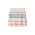 2025 New Summer Women Short Sleeve Single Breasted Short Tops + Color Striped Bodycon Short Skirts Knitted Two Piece Set Outfit - Image 4
