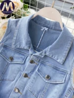 Summer Retro Sleeveless Denim Jumpsuit for Women Single Row Buckle Slim Fit Lace up Fashionable - Image 5