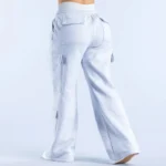 Women Fashion Low Waist Belted Straight Leg Wide Leg Trousers Solid Color Casual Joggers Multiple Pockets American Work Pants - Image 5