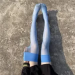 Sexy Blue Stockings for Women Erotic Slightly Shine Silky Hosiery Wide Tube Over Knee Long Socks Transparent Thigh High Stocking - Image 10