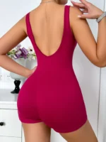 Women's Sexy Backless Tank Rompers Top Bodycon One Piece Halter Sleeveless Bodysuit Short Jumpsuits - Image 2