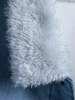 Men's Fleece-Lined Denim Jacket, Imitation Lamb Wool Collar Thickened Warm Coat, Retro Casual Washed Denim Top - Image 4