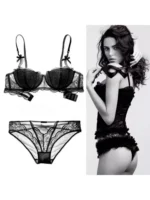 Sexy Lace Half Cup Bra Set No Underwire Wireless Push Up Small Breast Enhancer Adjustable Comfort Lingerie Set for Women S-XLABC - Image 4