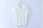 New Summer Fashion 100% Cotton Women Hollow-out Sweater T-shirt Short-sleeve Polo Collar Pullover Tees Korea Casual Knitted Tops - Image 6