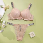 Fashionable Sheer Patterned Set V Lingerie Set Women's Sexy Lingerie Lace Trim Bra and Panty Set Push Up Breathable - Image 2
