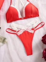 Women Lace Bra Set Front Button Deep V Bra with Matching Panties Thin Padded Comfortable Underwear - Image 5
