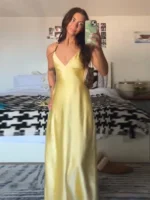 Solid Backless Stain Maxi Dress Women's Casual Spaghetti Strap V-neck High Waist Dresses 2026 Lady Summer Vacation Party Gowns - Image 2