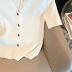 Knitted Polo Shirt Women's Summer Cardigan Short Sleeve T-Shirt Casual Fashion Short Sleeve Tops Knitwear 2025 Korean Clothing - Image 6
