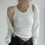New Women Solid Round Neck Ribbed Tank Top Camisole Women Summer Basic Elastic TankTop One-piece Vest with Chest Pad Y2k - Image 5