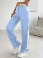 Side Stripe Wide Leg Sweatpants - "CULTURE" Print Waistband Casual Pants for Women - Image 3