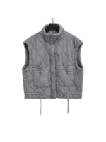 2024 Spring Women's New Patch Pocket Stand-up Collar Sleeveless Padded Vest Coat Warm Cotton Tank Coat Female Padded Coat - Image 6