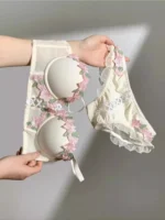 MOYISU Tushy Viral Cute Bralette Wireless Summer Bra for Teens, Anti Sagging Small Chest No Underwire Kawaii Style Lingerie Set - Image 2