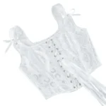 Vintage Women Corset Printed Sleeveless Lace Up Bandage Slim Crop Tops Tank Fashion Sexy Female Bustier Camisole - Image 5