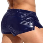 Mens Low Rise Shorts Slim Fit Glossy Shorts Sides Slit Solid Color Trunks for Vacation Beach Pool Party Nightclub - Image 3