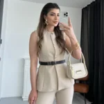MUJER 2025 Belt Sleeveless Vest Woman Summer Waistcoat Button Vest Top Women Streetwear Outerwears Black Vests for Women Coat - Image 6