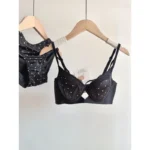 Women Sexy French Lace Push Up Bra Set Polka Dot Small Cup Shaping Sweet Lingerie Breathable Underwear Daily Dating Nightwear - Image 2
