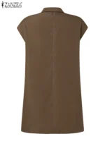 2025 ZANZEA Autumn Women Outwear Fashion Sleeveless Vest Lapel Collar Waistcoat Elegant Lace Up Blazer Streetwear Office Jackets - Image 3