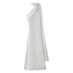 VEITCHE Elegant Women's Soft Silk Satin Long Dress Halter Backless Sleeveless Maxi Dresses Summer Lady Long Ribbon Party Gowns - Image 4