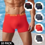 5 /10 Pack Men's Black Gold Printed Boxer Underwear Comfortable And Versatile Plus Size Sexy Young Men's Leisure Sports Beach sh - Image 2