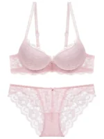 1 Set Elegant Lace Embroidery & Breathable Fabric Lingerie Set: Push-Up Bra, Drop Waist Sheer Panty - Ultimate Valentine's Day - Image 4