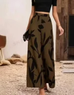 Women's Leaf Print Wide-Legged Casual Pants Loose Fit Fashionable Trousers - Image 6