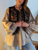 Vintage Women's Flower Embroidered Vest O Neck Sleeveless Cardigan Top 2025 Summer New Versatile Chic Woman Waistcoat - Image 2
