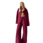 Pure Cotton Shirt Trousers Set Europe and America 2025 Spring and Summer New Loose Long-sleeved Shirt Casual Suit Women - Image 5