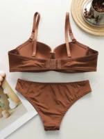 New Hot Selling Solid Color Daily 2-piece Set with Steel Rim push up Bra for Women Underwear Set J2611 - Image 2