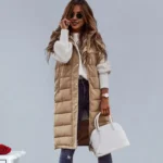 Long with Hood Outdoor Vest Down Women's Jacket Quilted Coat Sleeveless Jacket Winter Light Weight Sweaters - Image 5